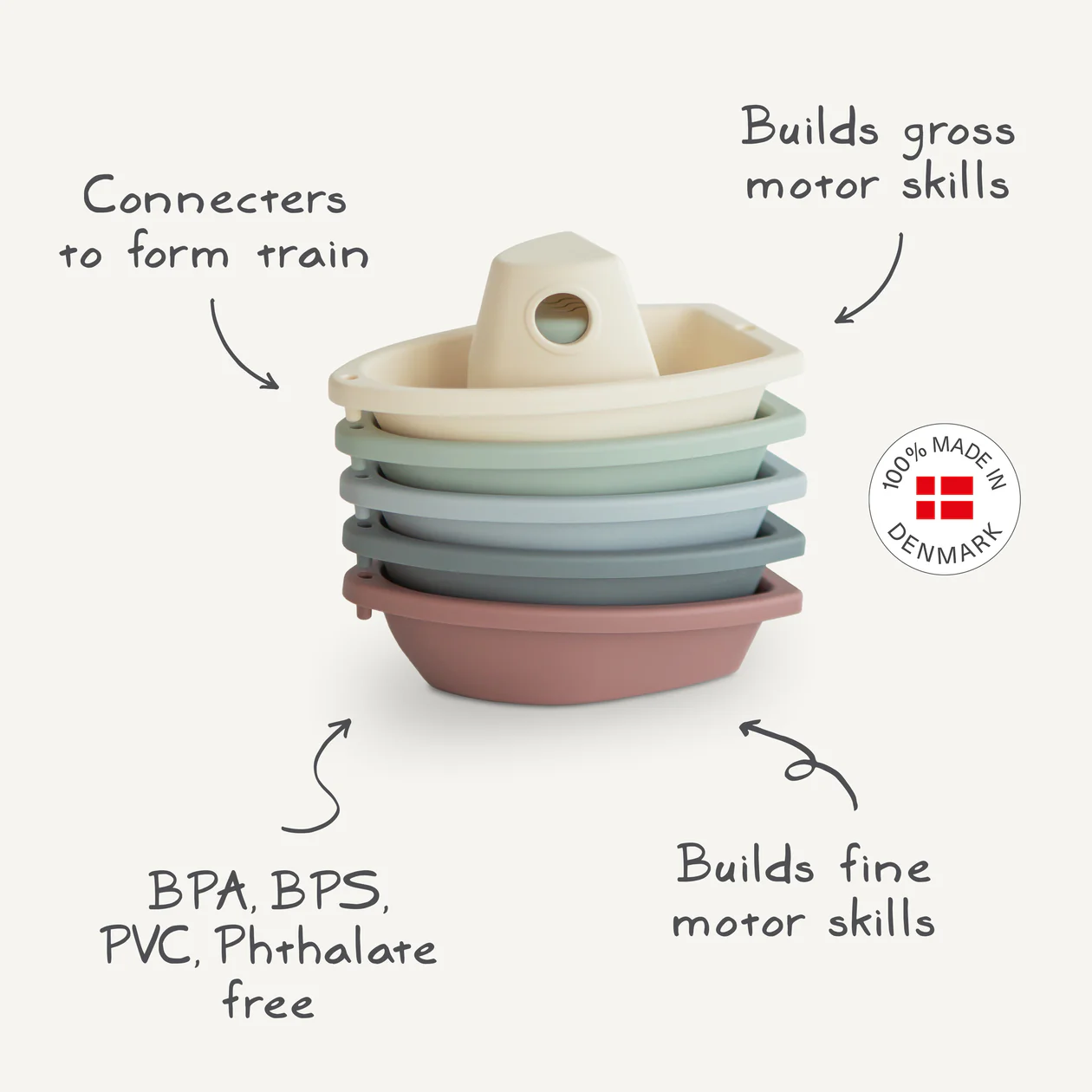 Mushie Bath Boats Rustic - Badewannenspielzeug Boote