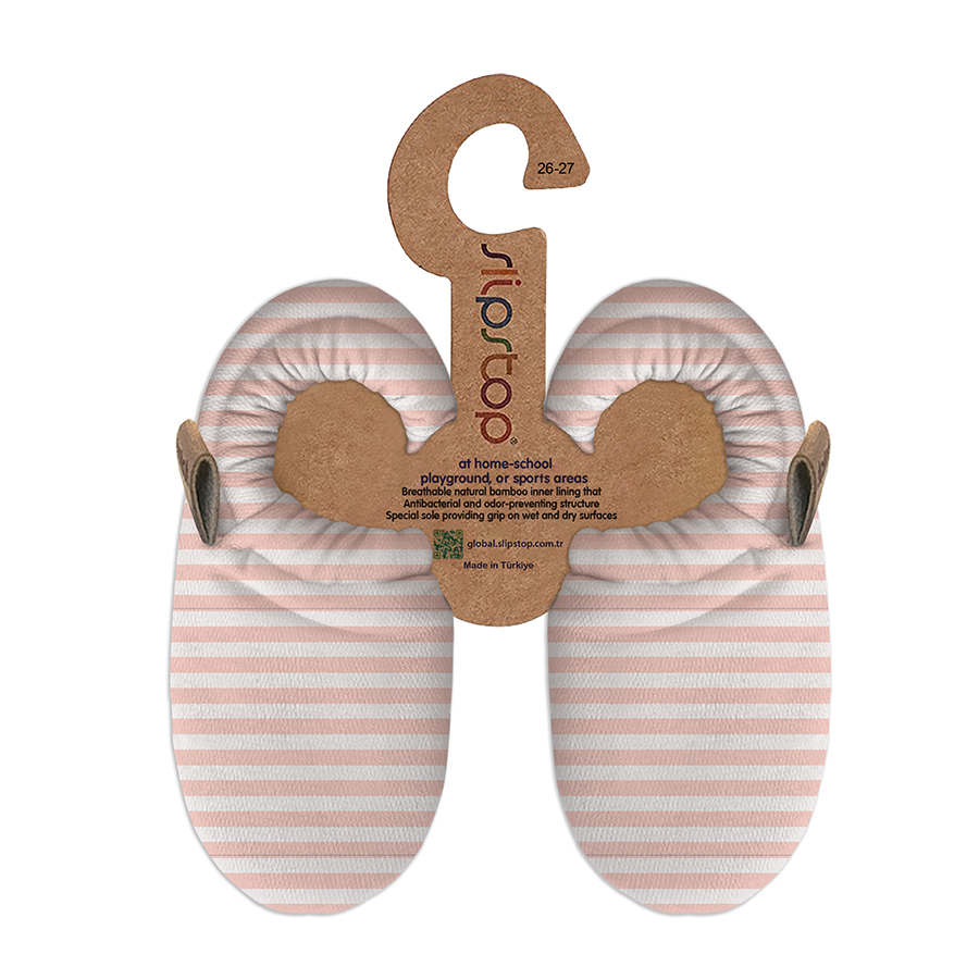 Slipstop Bootie Hausschuh - Breeze Junior - Rosa Streifen