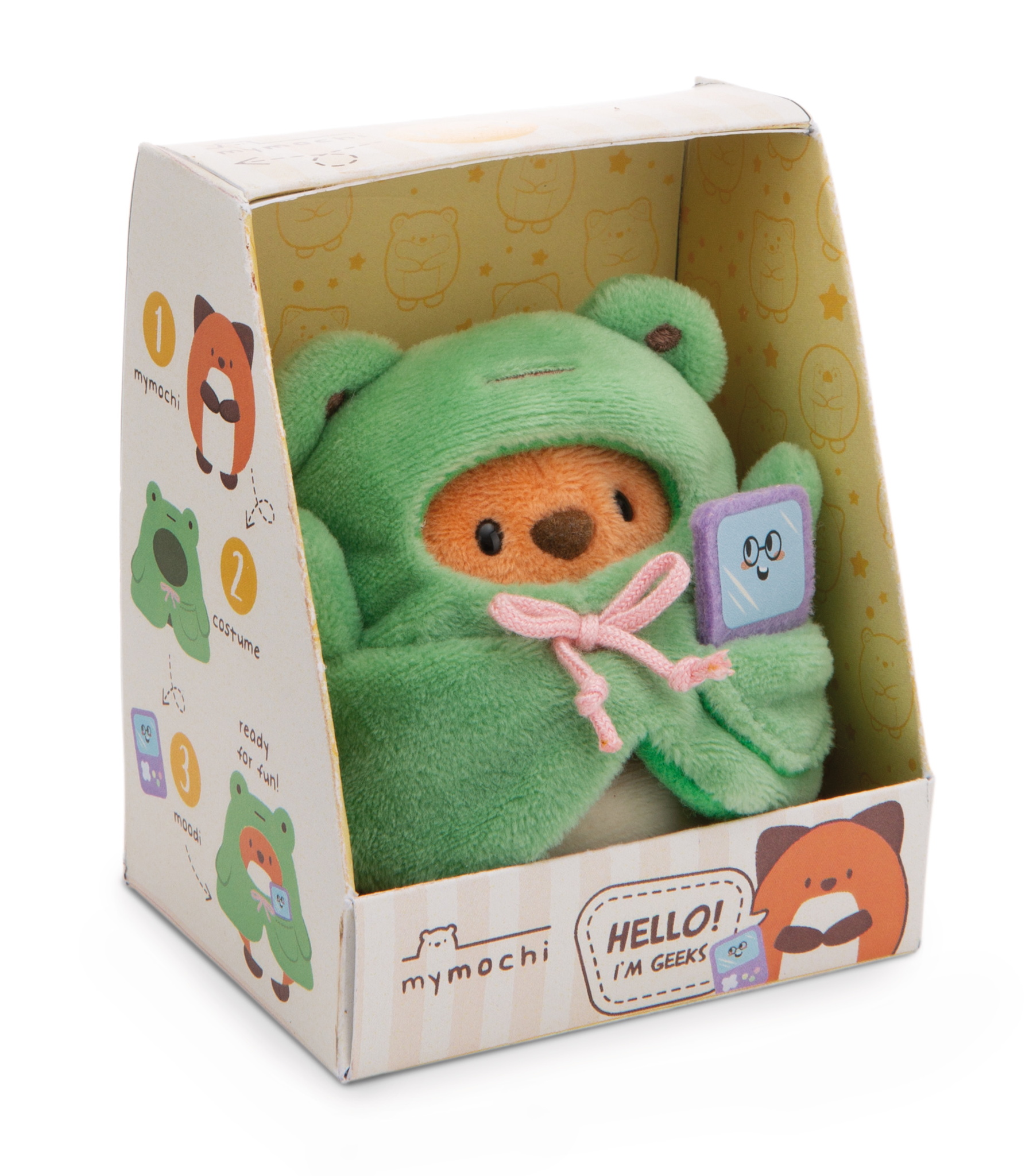 Nici Kuscheltier Set mymochi Fuchs Geeks mit Video Spiel und Froschkostüm 8cm 