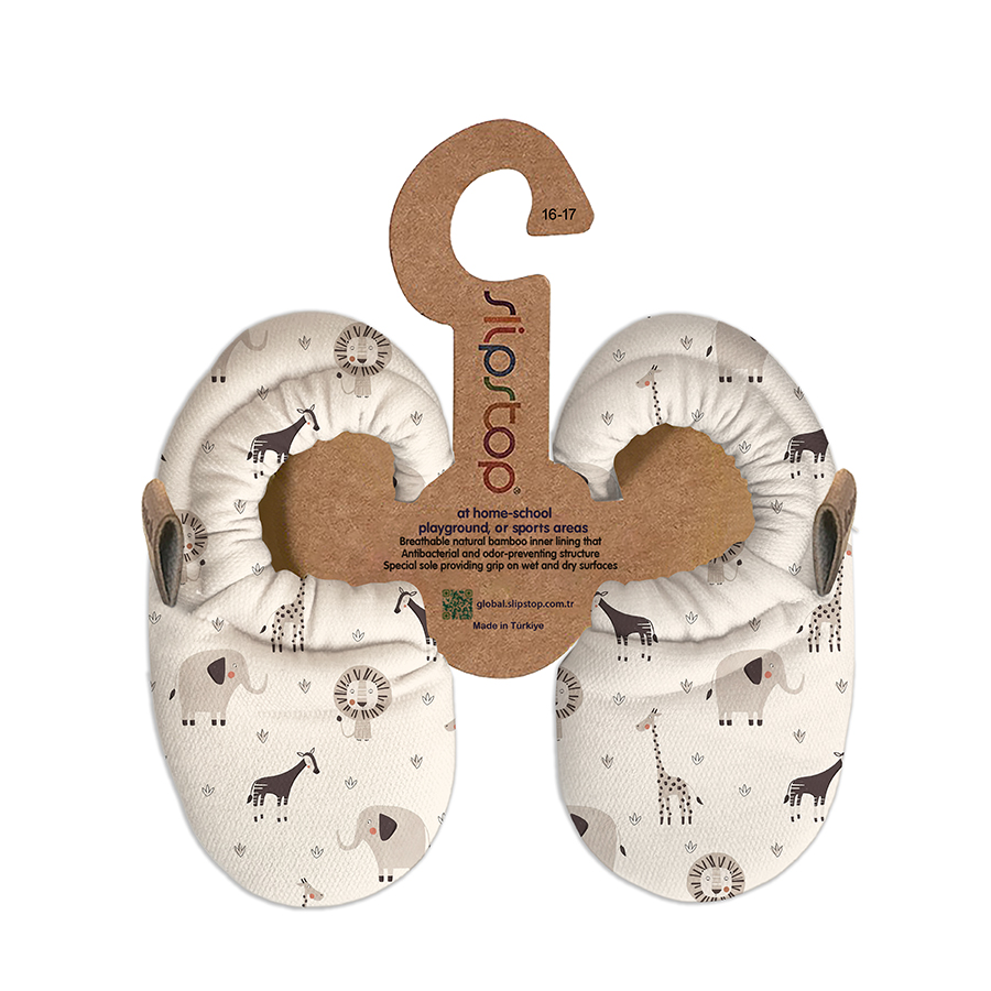 Slipstop Bootie Hausschuh - Earthy mit Safari Tieren
