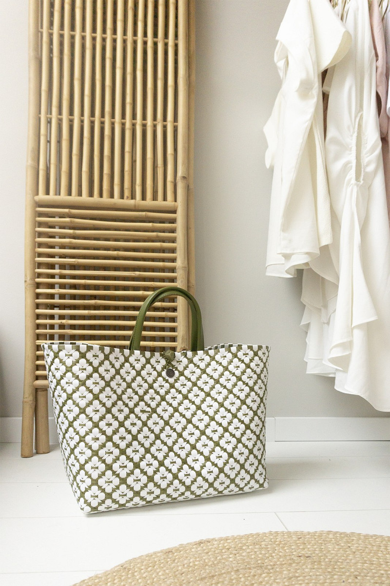 Handed By - Motif Bag - Shopper Einkaufskorb Grösse  L /  Farbe Olive