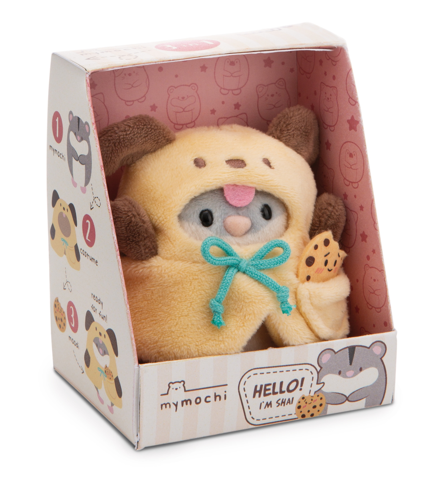 Nici Kuscheltier Set mymochi Hamster Shai mit Keks und Hundekostüm 8cm  